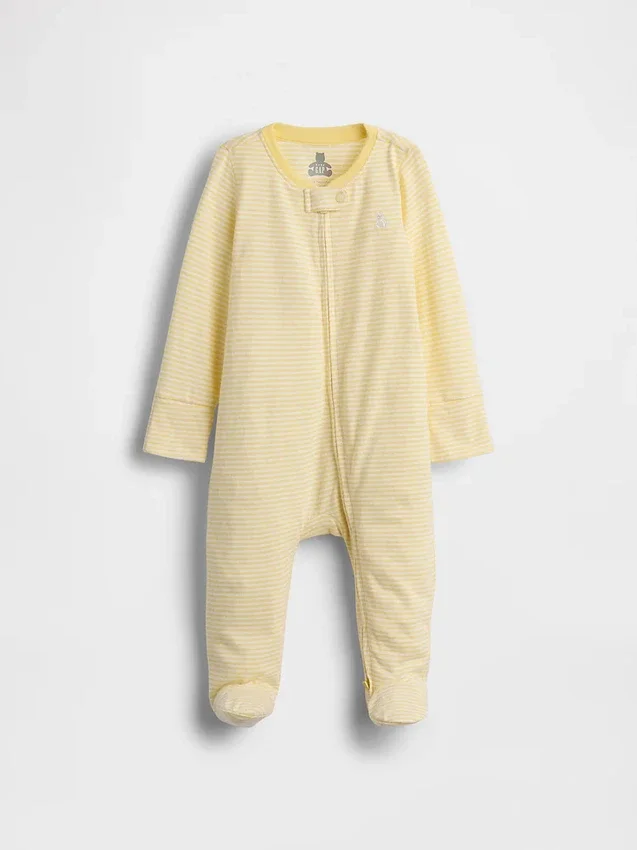 Combinaison à pieds en coton bio pour bébé avec fermeture éclair