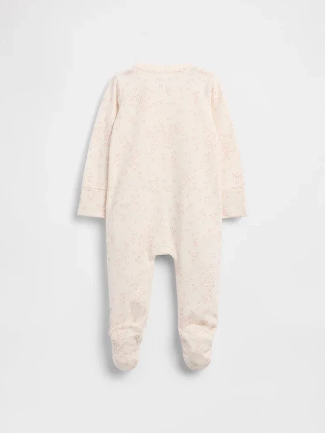 Combinaison à pieds pour bébé en coton bio à motif floral