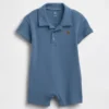 Combinaison-short polo en piqué pour bébé