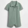 Combinaison-short polo en piqué pour bébé