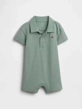 Combinaison-short polo en piqué pour bébé