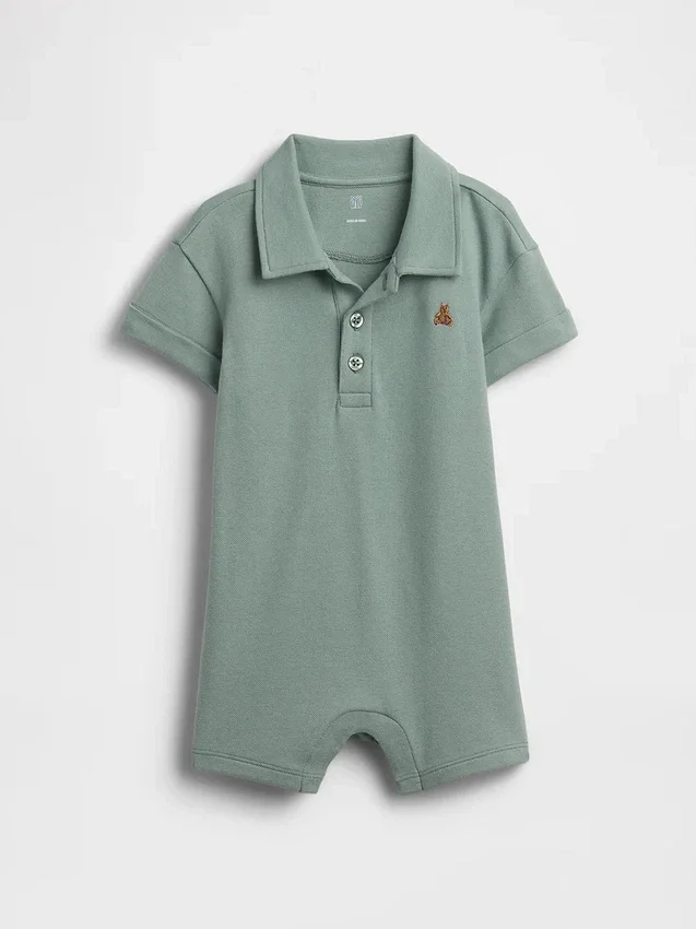 Combinaison-short polo en piqué pour bébé