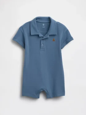 Combinaison-short polo en piqué pour bébé