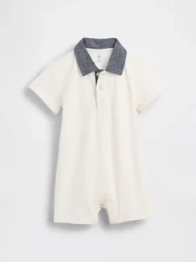 Combinaison-short polo en piqué pour bébé