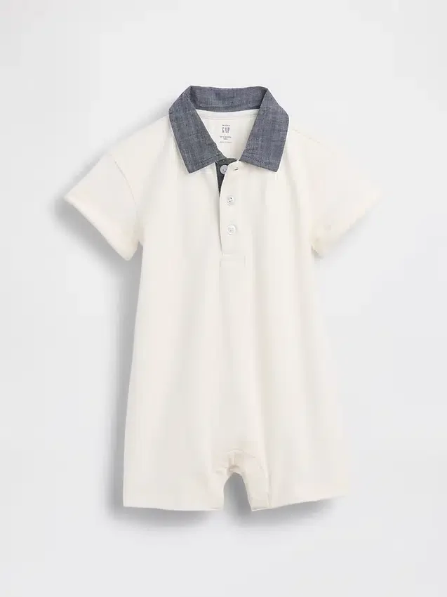 Combinaison-short polo en piqué pour bébé