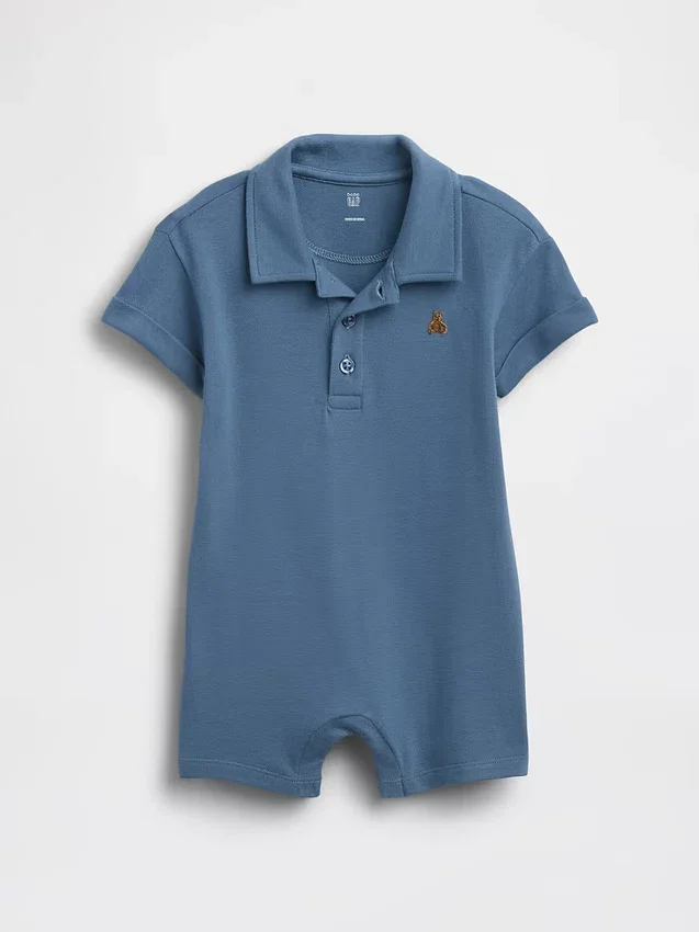 Combinaison-short polo en piqué pour bébé