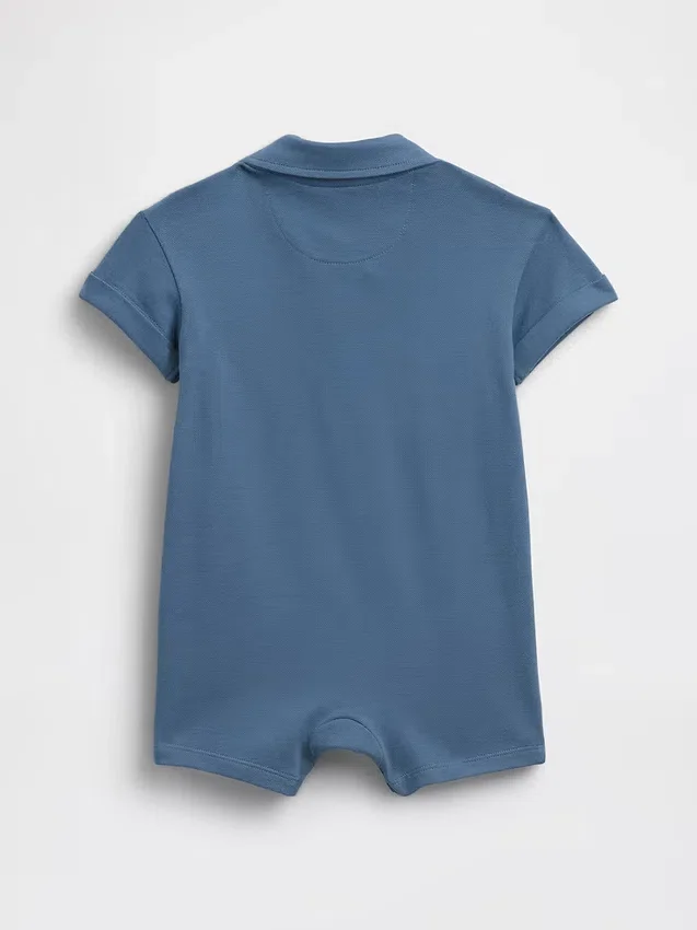 Combinaison-short polo en piqué pour bébé