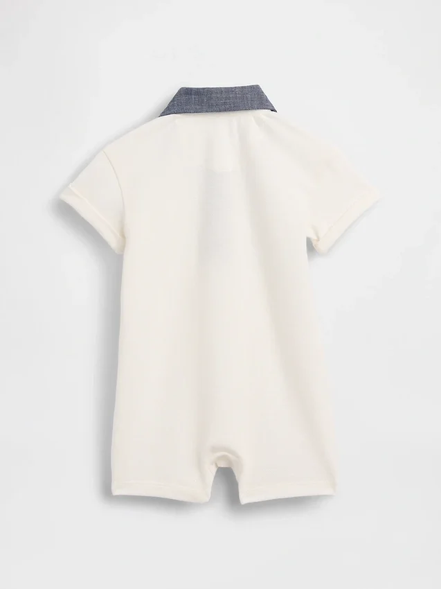 Combinaison-short polo en piqué pour bébé