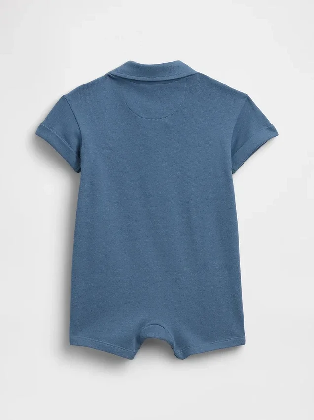 Combinaison-short polo en piqué pour bébé