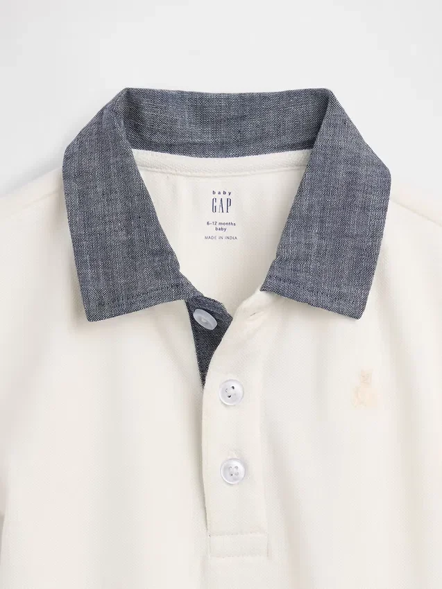 Combinaison-short polo en piqué pour bébé