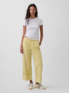 Court jean ample et ultra-doux style années 90 à taille basse