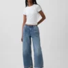 Court jean ample style années 90 à taille basse