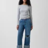 Court jean ample style années 90 à taille basse