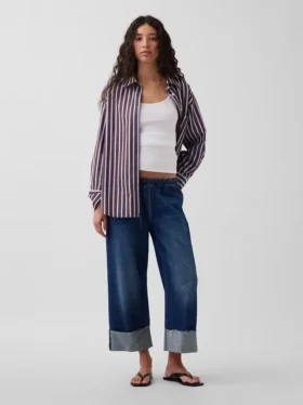 Court jean ample style années 90 à taille basse