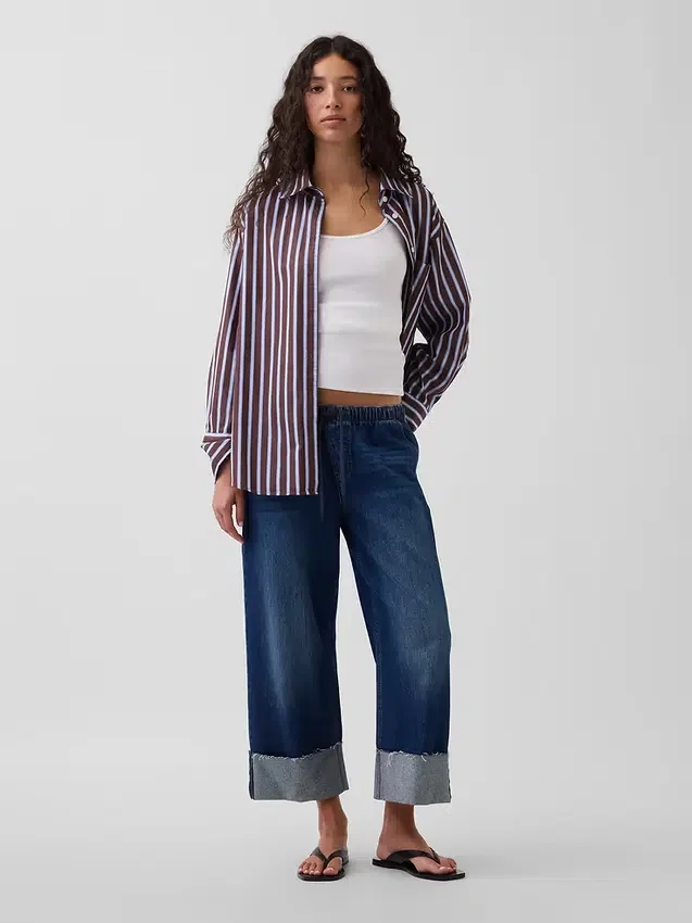Court jean ample style années 90 à taille basse