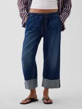 Court jean ample style années 90 à taille basse