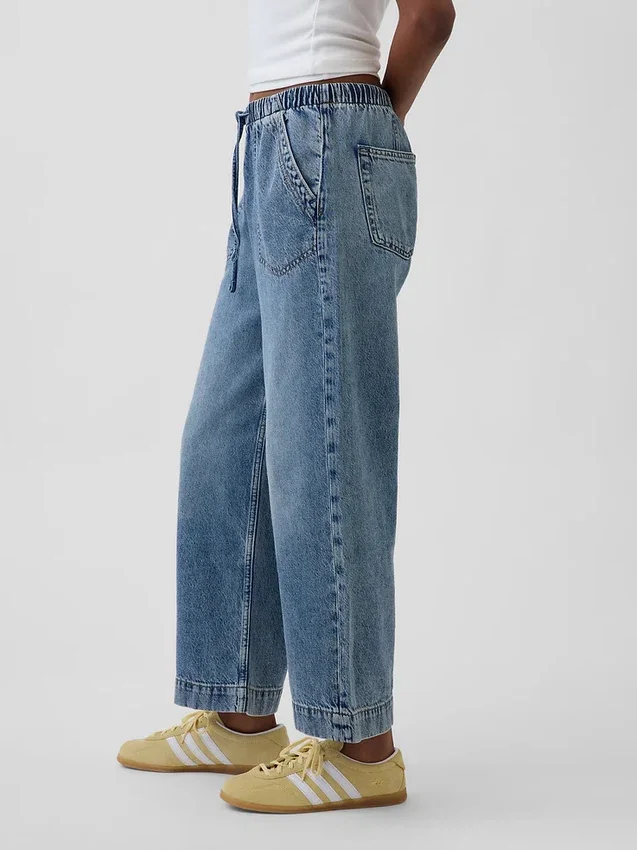 Court jean ample style années 90 à taille basse