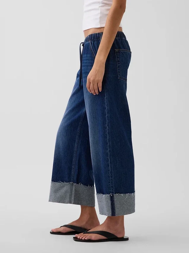 Court jean ample style années 90 à taille basse