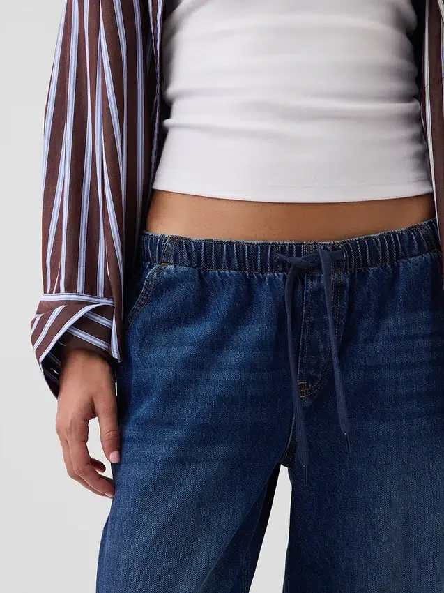 Court jean ample style années 90 à taille basse