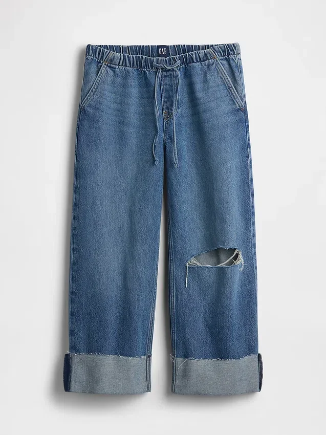 Court jean ample style années 90 à taille basse
