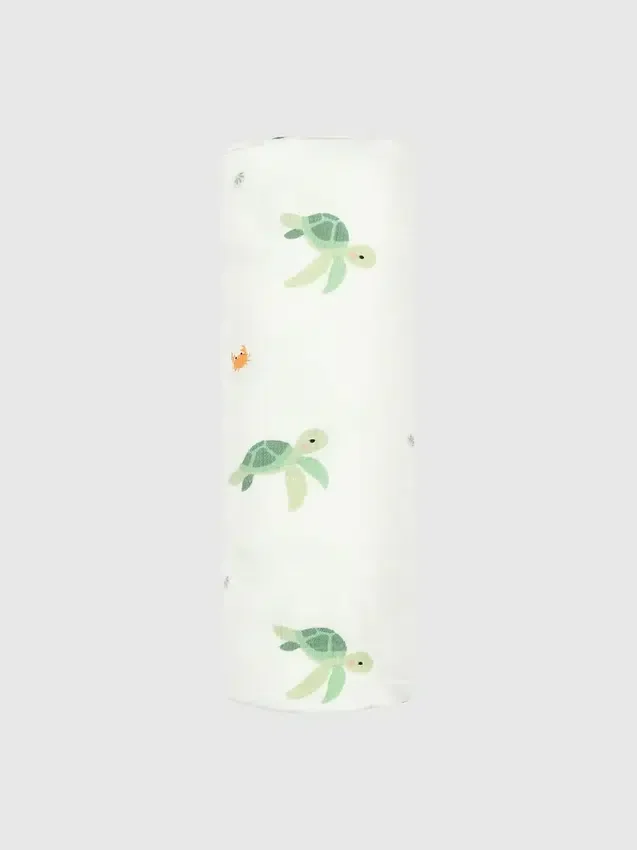 Couverture d'emmaillotage en bambou « Petite tortue »