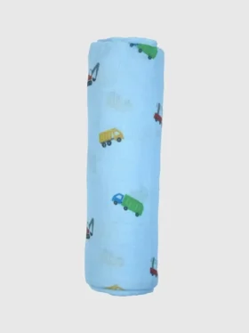 Couverture d'emmaillotage « Petits camions » en bambou