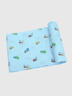 Couverture d’emmaillotage « Petits camions » en bambou