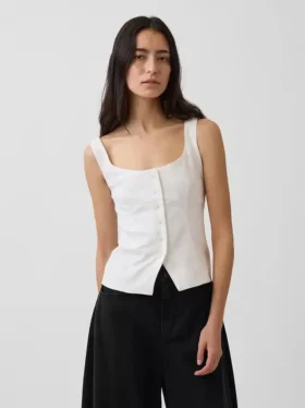 Débardeur corset en mélange de lin
