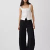 Débardeur corset en mélange de lin
