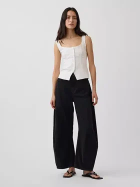 Débardeur corset en mélange de lin