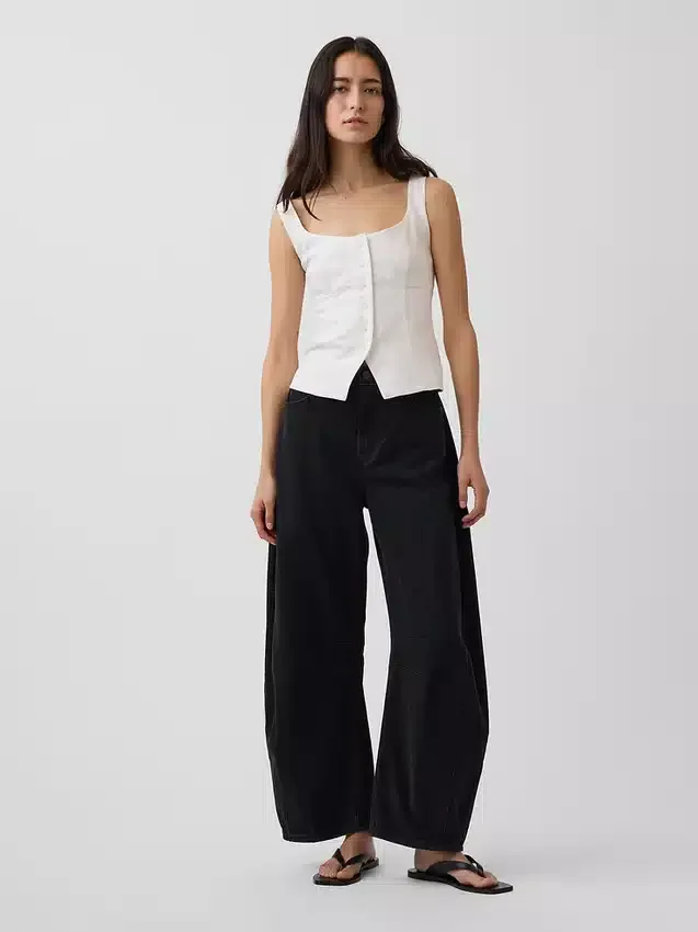 Débardeur corset en mélange de lin