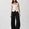 Débardeur corset en mélange de lin