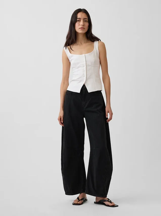 Débardeur corset en mélange de lin