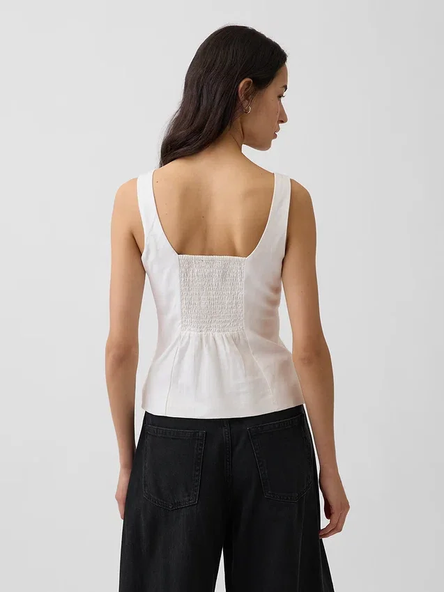 Débardeur corset en mélange de lin