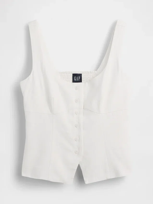Débardeur corset en mélange de lin