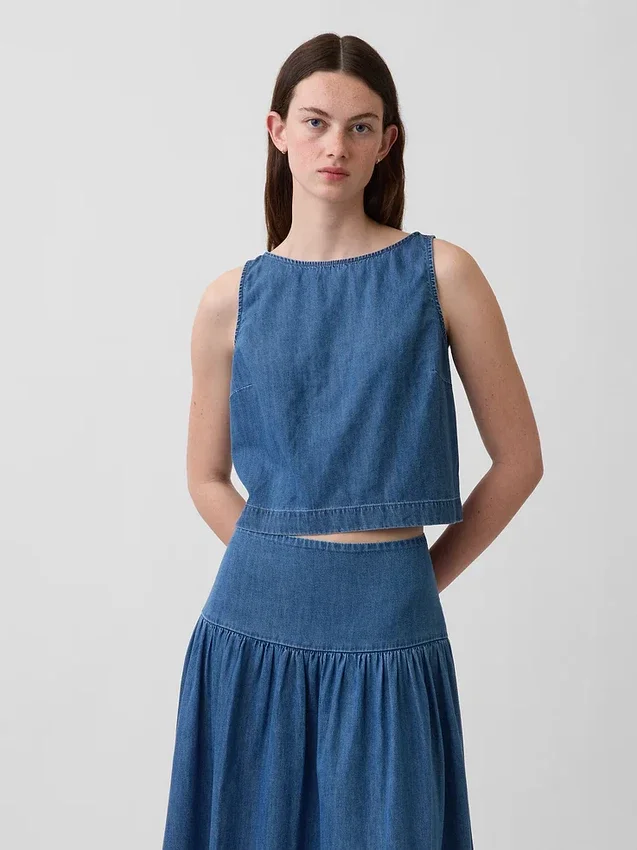 Débardeur court en denim