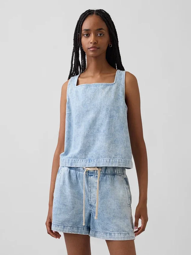 Débardeur court en denim