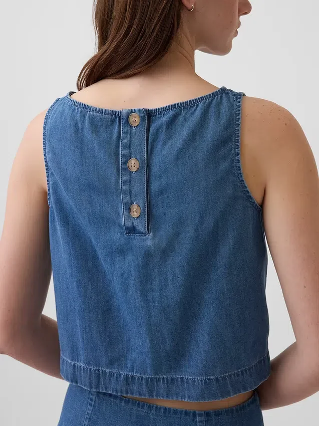 Débardeur court en denim