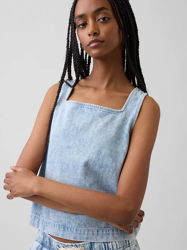 Débardeur court en denim