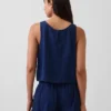 Débardeur court en denim de gaze de coton