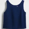 Débardeur court en denim de gaze de coton