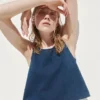 Débardeur court en denim de gaze de coton