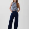 Débardeur court en denim vichy
