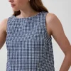 Débardeur court en denim vichy