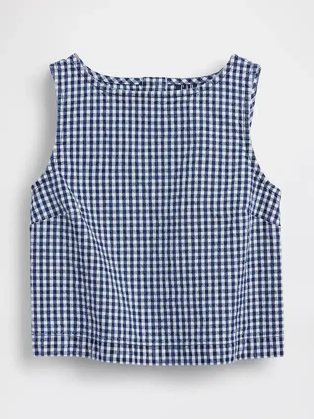 Débardeur court en denim vichy