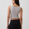 Débardeur court en jersey à mailles serrées et col bateau