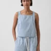 Débardeur court à rayures en denim ultra-doux