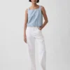 Débardeur court à rayures en denim ultra-doux