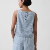 Débardeur court à rayures en denim ultra-doux
