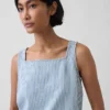 Débardeur court à rayures en denim ultra-doux
